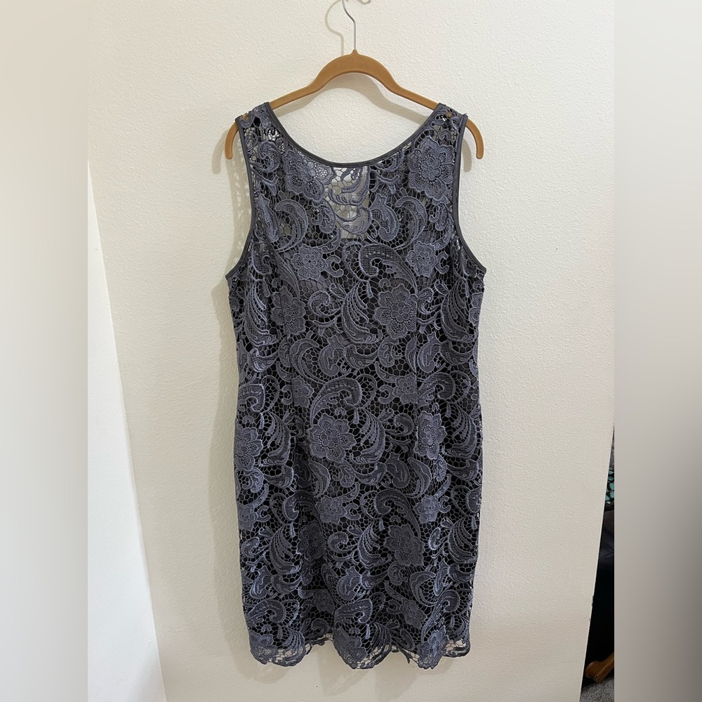 Adrianna Papell Grey Lace Dress Size 16